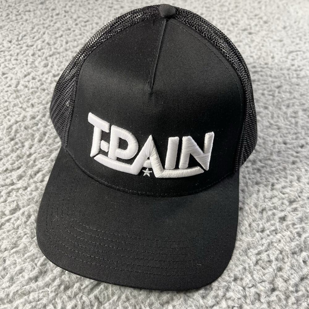 T-Pain Trucker Hat Black White Embroidered Snapback Cap Official Merch